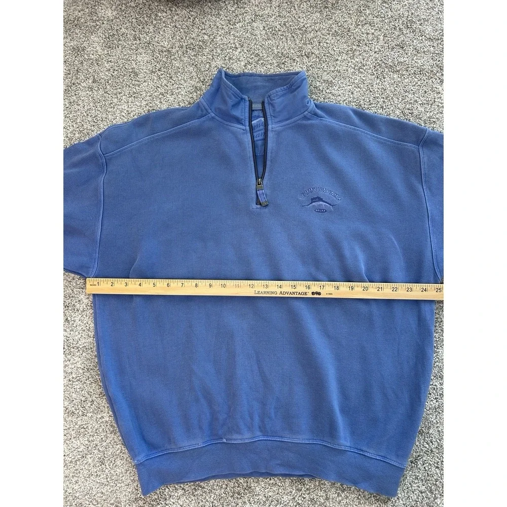 Tommy Bahama Men's Blue Quarter Zip Pullover Sweater Relaxed Fit Size M‎